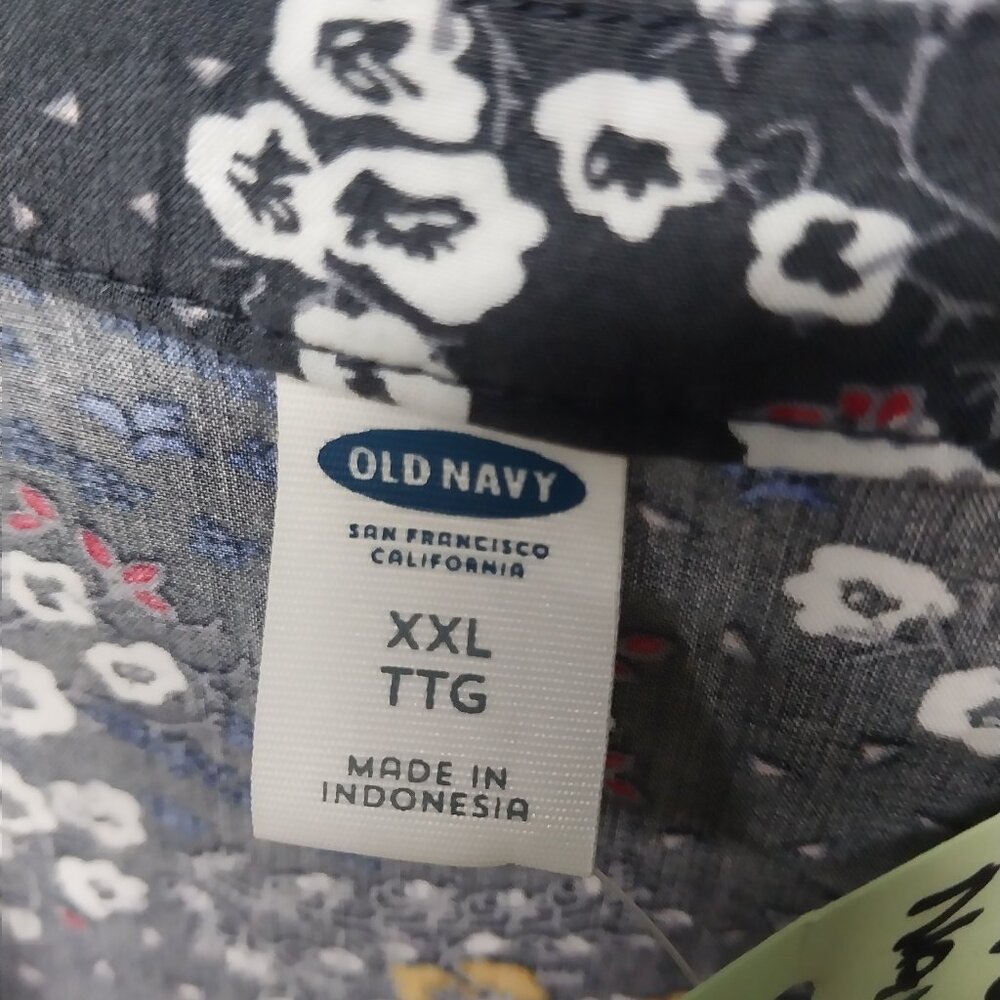 3584 Size XXL Upcycled Old Navy Tunic Dress in Blue and Gold. - Picture 4 of 5